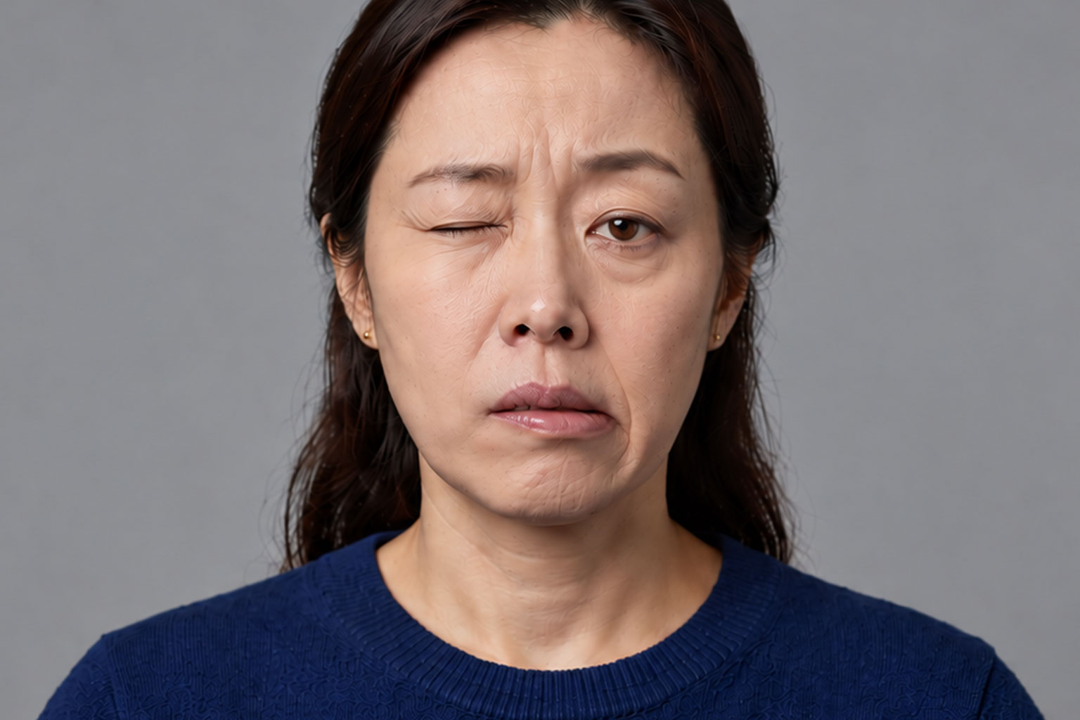 안면신경마비 상태 얼굴